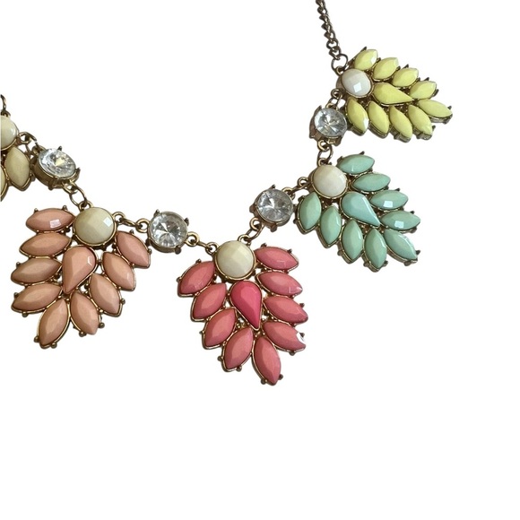 Vintage 90s Chunky Neon Pastel Adjustable Necklace Goldtone Retro Eclectic - Picture 2 of 5